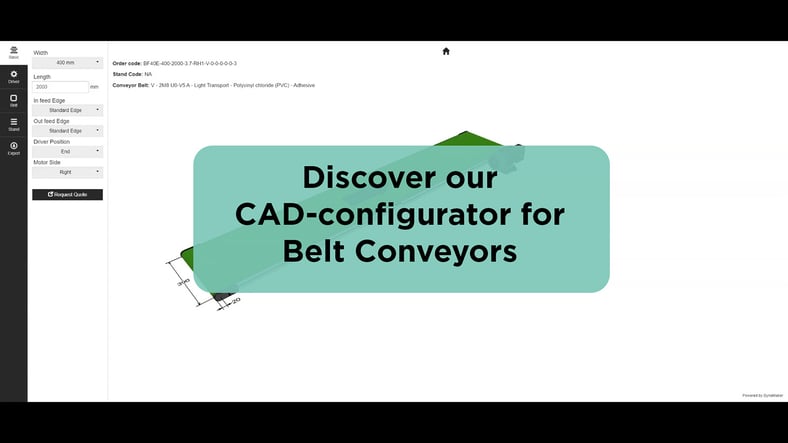 Design båndtransportøren din på nett i vår CAD-konfigurator